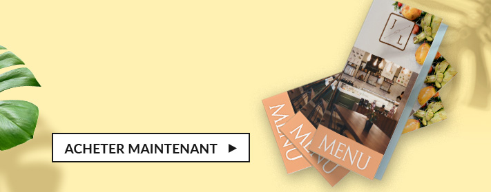 Cartes de menu imprimées sur mesure avec un design élégant, idéales pour les mariages, restaurants et événements spéciaux